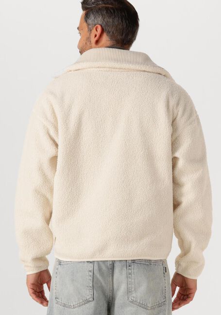 Creme LACOSTE Pullover HIGH NECK ZIPPED FLEECE SWEATSHIRT - large