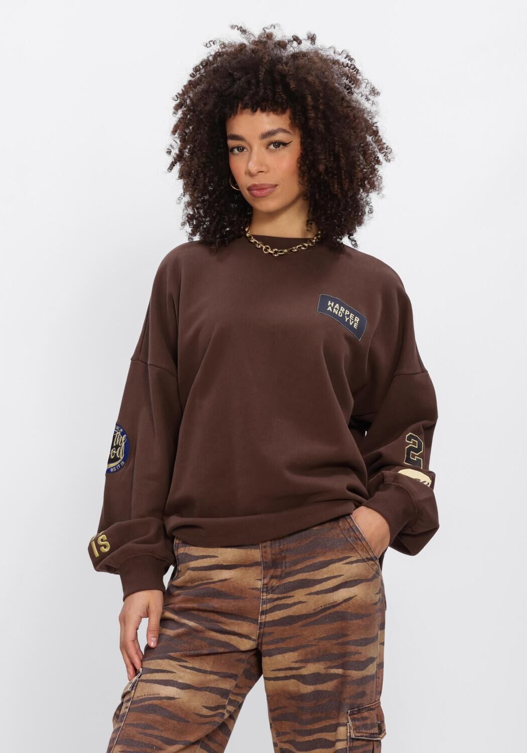 Braune HARPER & YVE Sweatshirt PATCH-SW - large