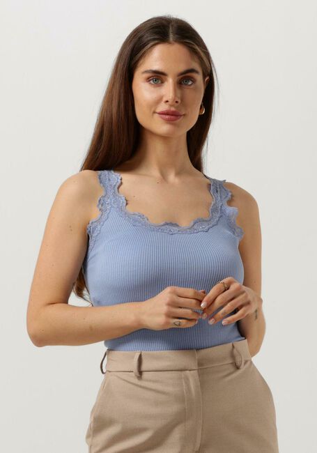 Blaue ROSEMUNDE Top SILK TOP W/ LACE - large