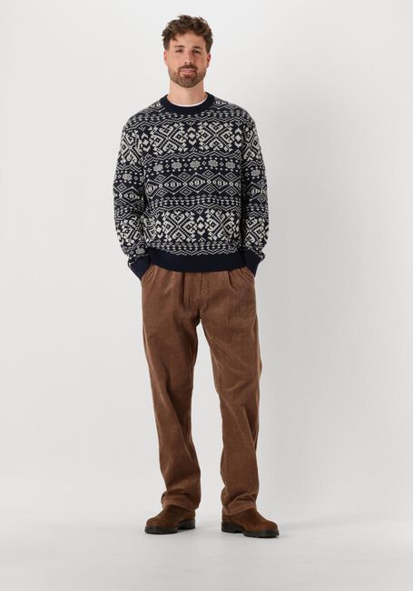 Dunkelblau SELECTED MEN Pullover SLHHOLGER LS KNIT JAQUARD CREW NECK - large