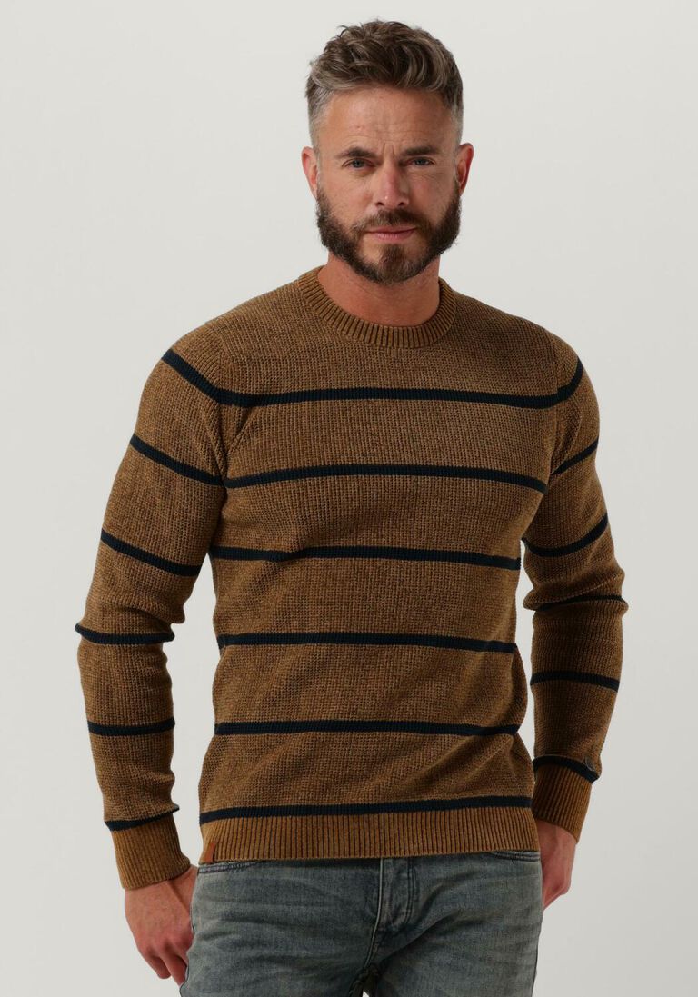 camelfarbene cast iron pullover r-neck regular fit chenille cotton plated