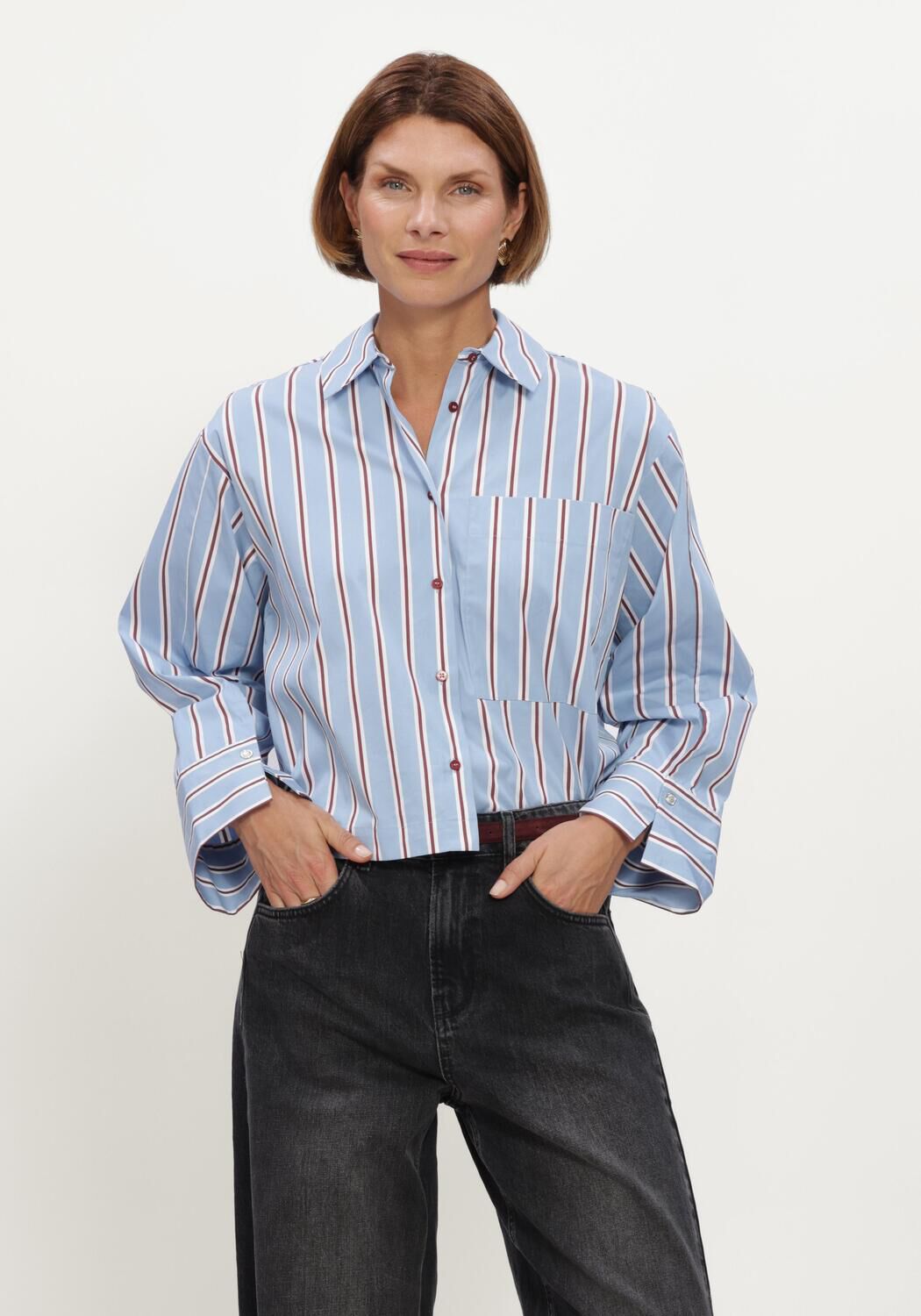 Hellblau STUDIO ANNELOES Blusen Erina stripe blouse - large