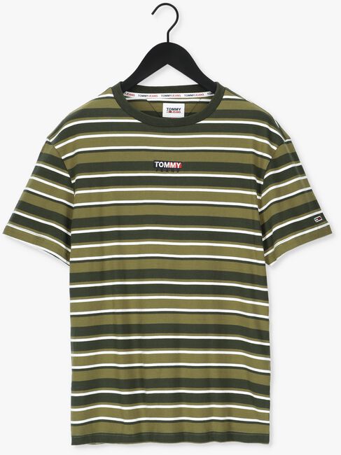 Olive TOMMY JEANS T-shirt TJM CENTRE GRAPHIC STRIPE TEE - large
