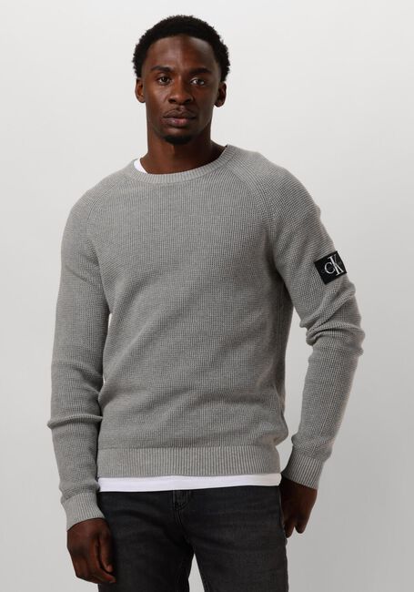 Graue CALVIN KLEIN Sweatshirt BADGE EASY SWEATER - large