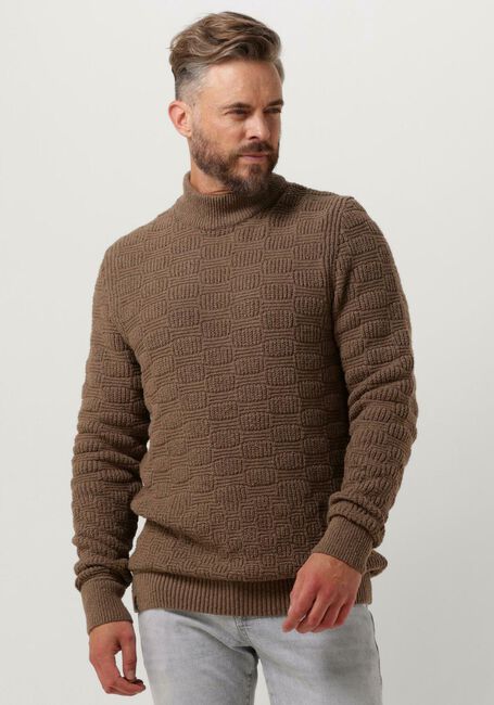 Braune CAST IRON Rollkragenpullover MOCK NECK COTTON SOFT BOUCLE TURTLE - large
