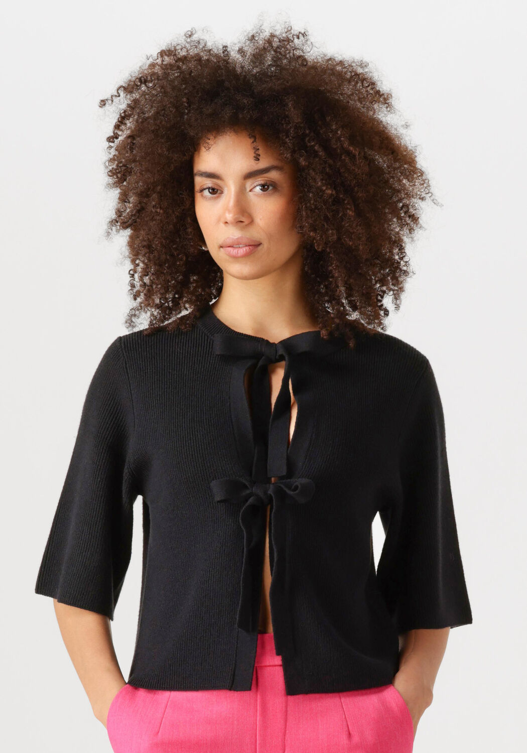 Schwarze OBJECT Top OBJULLA PARVI 2/4 KNIT CARDIGAN - large