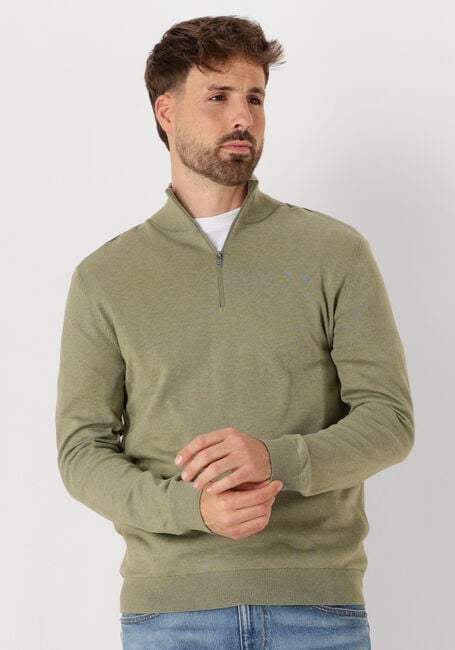 Khaki SELECTED MEN Pullover SLHBERG HALF ZIP CARDIGAN NOOS - large