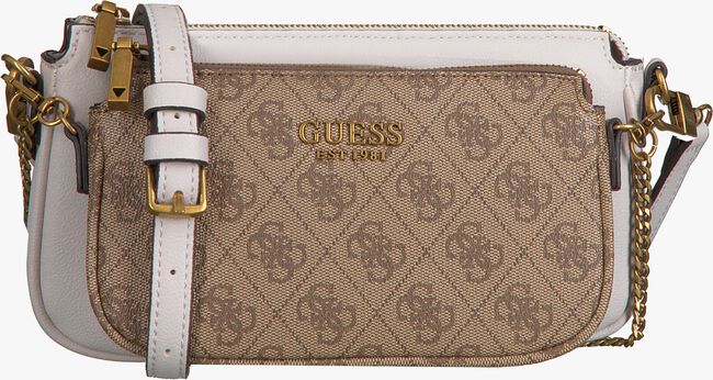 Braune GUESS Umhängetasche MIKA DOUBLE POUCH CROSSBODY - large