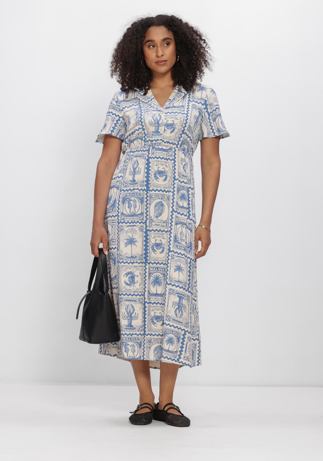 Beige OBJECT Midikleid OBJVIMA S/S MIDI DRESS - large