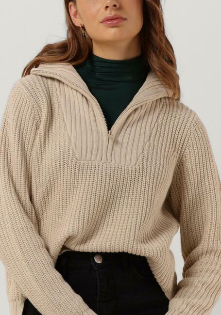 Sand CC HEART Pullover AVERY ZIP KNIT SWEATER - large