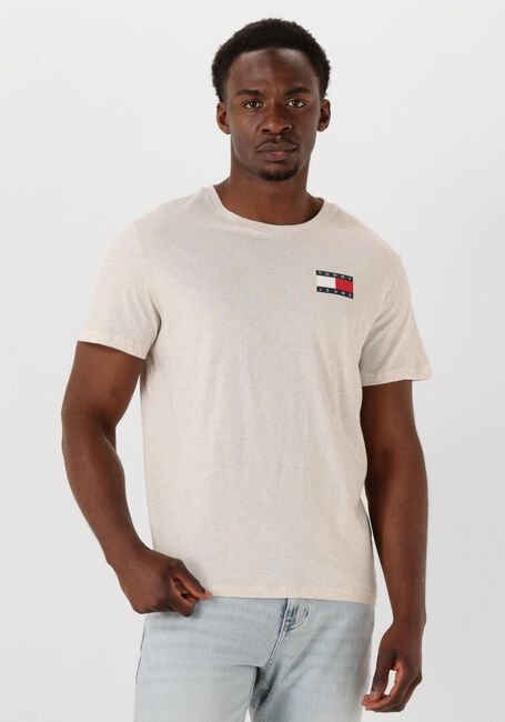 Beige TOMMY JEANS T-shirt TJM SLIM ESSENTIAL FLAG TEE EXT - large