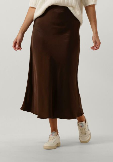 Braune NOTRE-V Midirock SATIN SKIRT - large