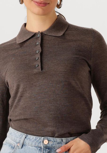 Braune SELECTED FEMME Tops & T-shirts SLFTHEA LS KNIT MERINO COLLAR NECK - large
