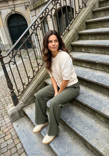 Khaki OBJECT Weite Hose OBJLISA WIDE PANT - large