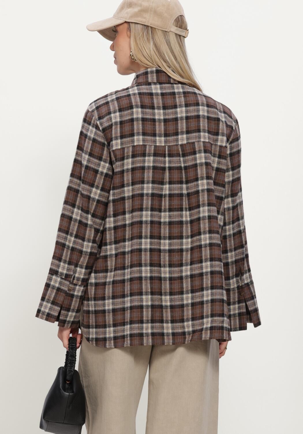 Taupe NEO NOIR Blusen DITA FLANNEL CHECK SHIRT - large