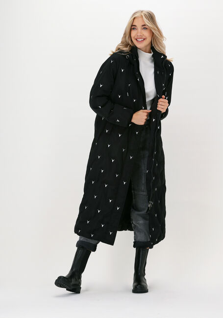 Schwarze ALIX THE LABEL Wattierte Jack EMBROIDERD PUFFER COAT - large