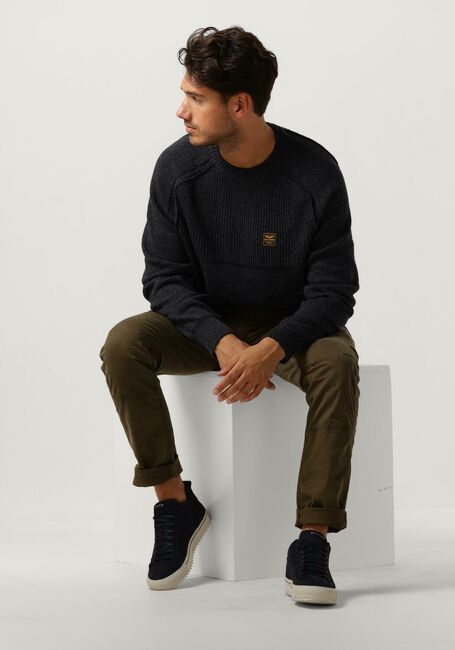 Dunkelblau PME LEGEND Pullover R-NECK COTTON INDIGO LOOK KNIT - large