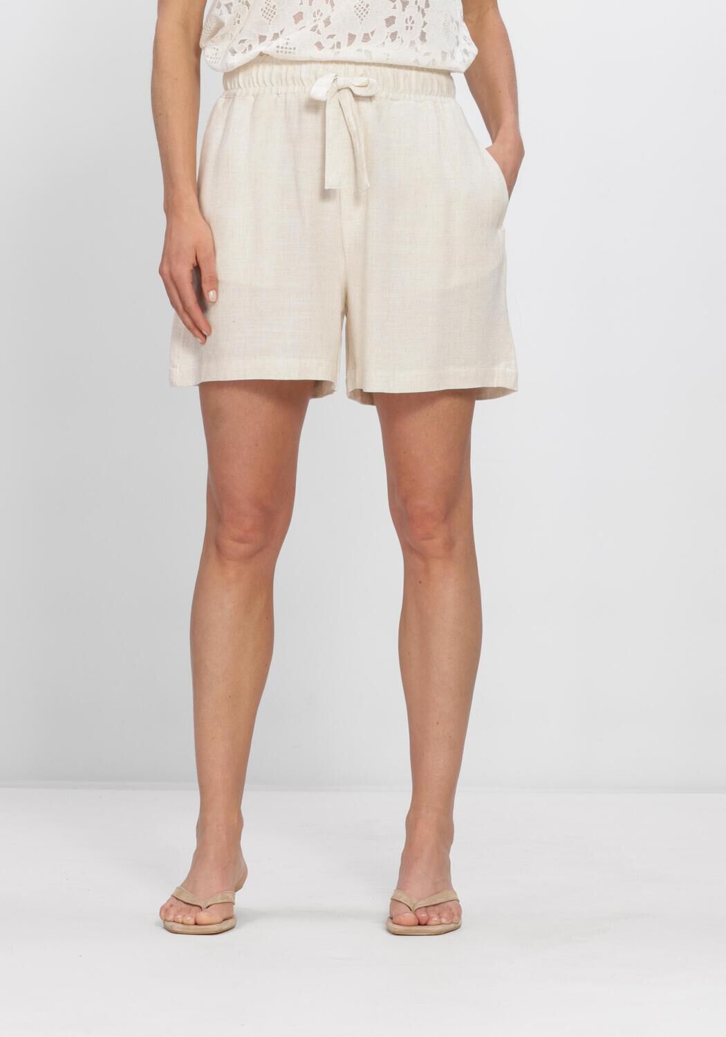 Beige OBJECT Kurze Hose OBJSANNE HW WIDE SHORTS - large