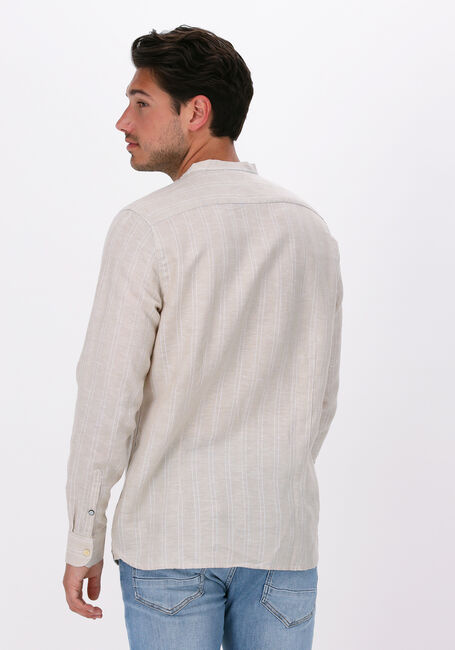 Sand DSTREZZED Casual-Oberhemd POLO SHIRT WITH MAO COLLAR LINEN STRIPE - large