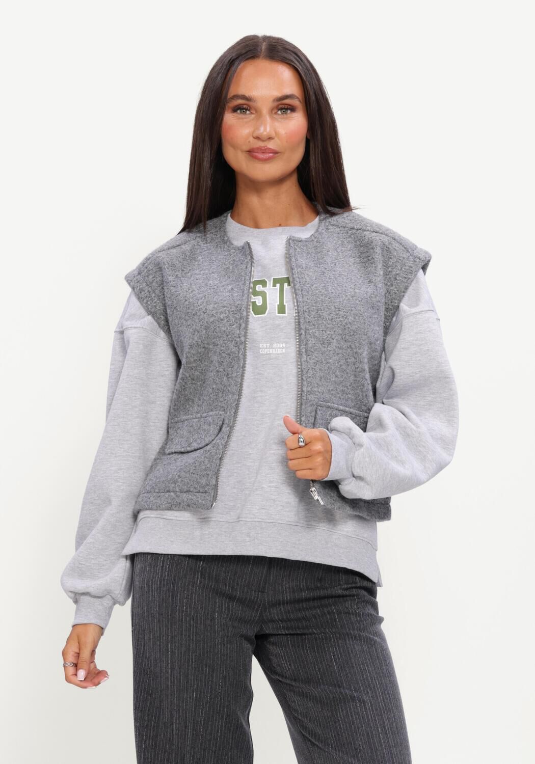 Graue MODSTR&Ouml;M Pullover & Cardigans BIBBERMD VEST - large
