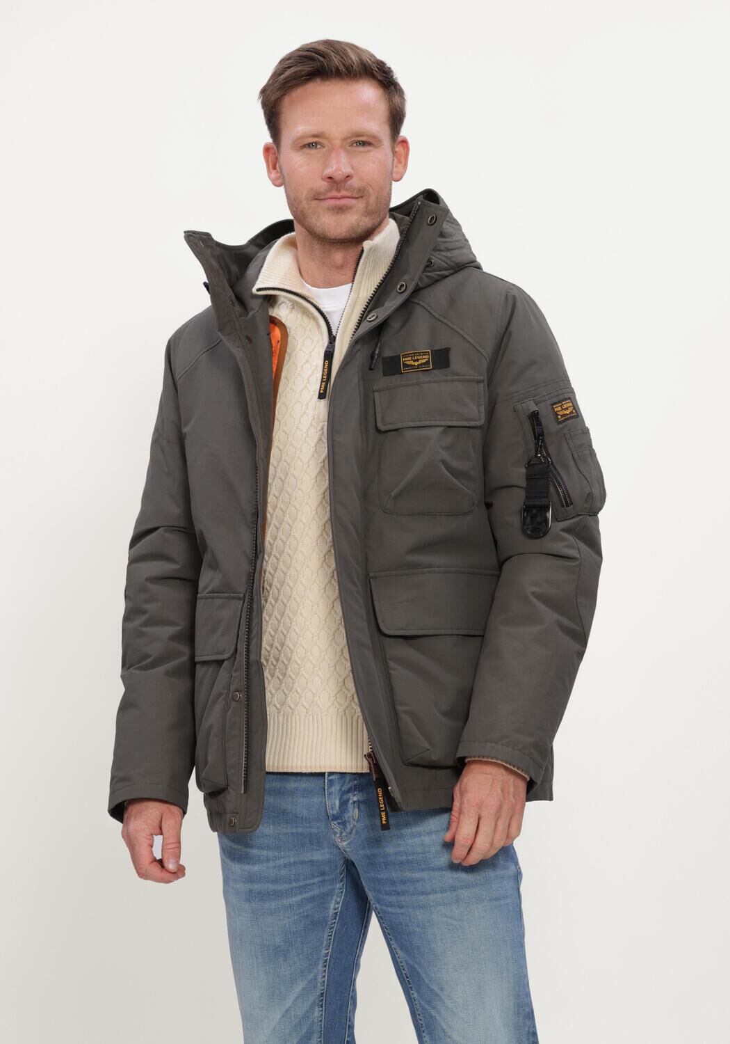 Dunkelgrau PME LEGEND Wattierte Jack SEMI LONG JACKET ROCK-PACK - large