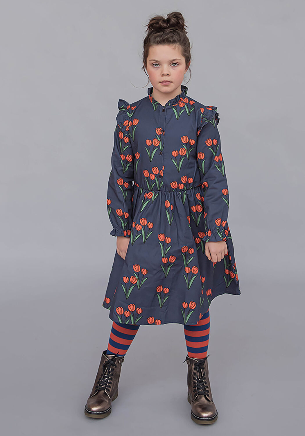 Blaue CARLIJNQ Midikleid TULIPS - BLOUSE DRESS - large