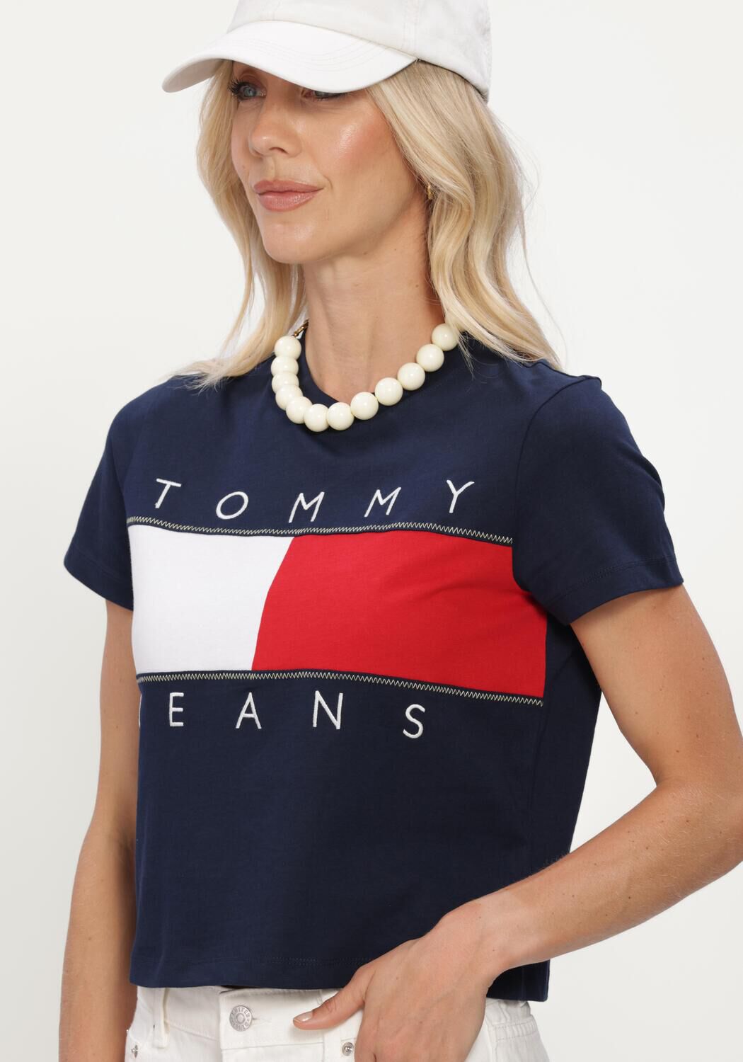 Dunkelblau TOMMY JEANS T-shirt TJW REG FLAG SS TEE EXT - large
