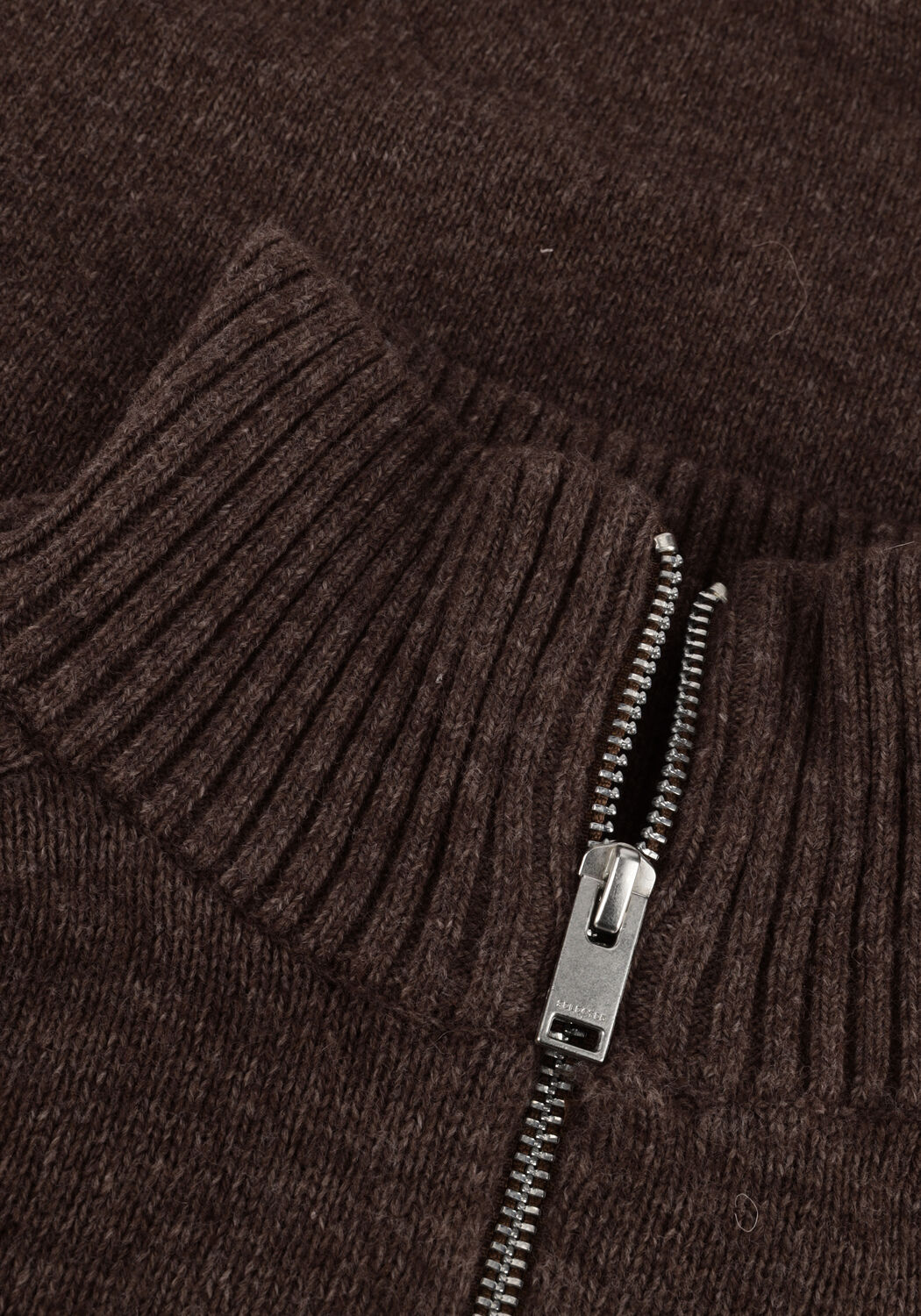 Braune SELECTED MEN Pullover SLHREG DAN WOOL-MIX ZIP HIGH NECK OW - large
