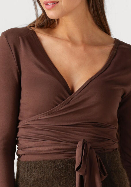 Braune NEO NOIR Strickjacke NIA JERSEY WRAP BLOUSE - large