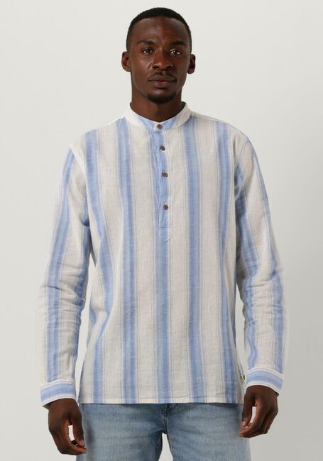 Weiße SCOTCH & SODA Casual-Oberhemd COTTON LINEN BLEND KAFTAN IN CHECKS AND STRIPES - large