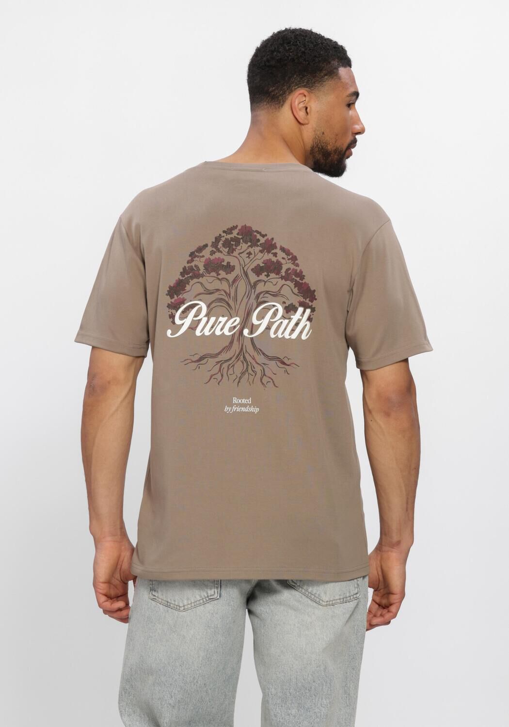 Taupe PURE PATH T-shirt ROOTED TREE - large