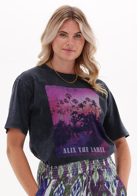 Graue ALIX THE LABEL T-shirt LADIES KNITTED PALMTREE T-SHIRT - large