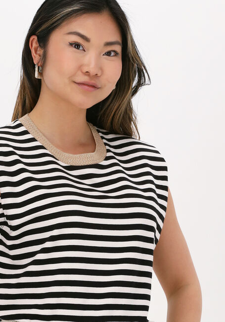 Schwarze SUMMUM T-shirt TOP SHOULDER PADS TERRY STRIPE - large