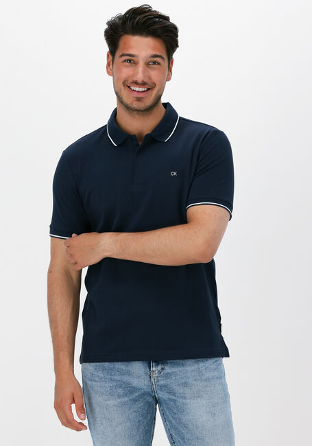 Dunkelblau CALVIN KLEIN Polo-Shirt STRETCH PIQUE TIPPING SLIM POLO - large