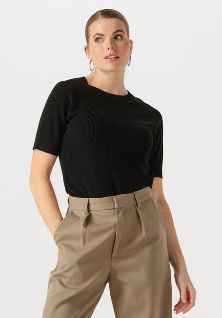 Schwarze SELECTED FEMME T-shirt SLFELINNA NEW SS KNIT TOP - large
