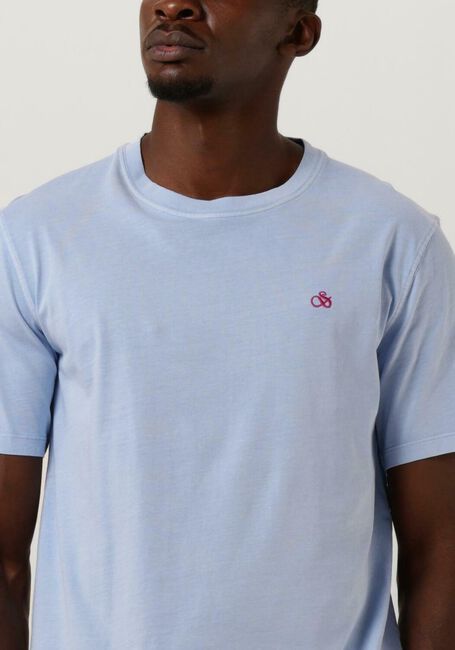 Hellblau SCOTCH & SODA T-shirt GARMENT DYE LOGO EMBROIDERY TEE - large