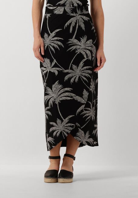 Schwarze JANSEN AMSTERDAM Maxirock VP663 JERSEY PRINTED WRAP SKIRT - large