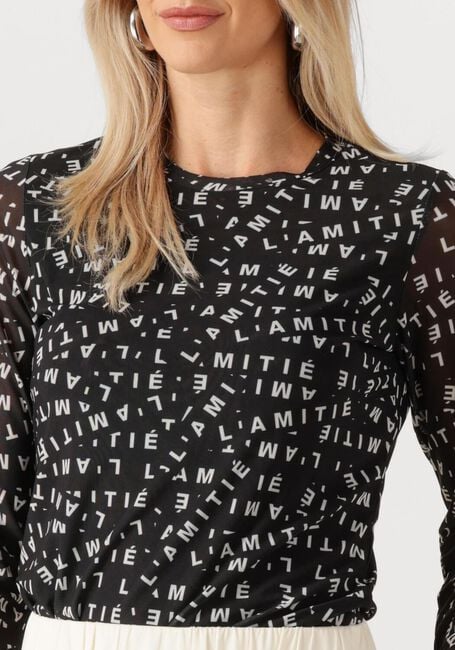 Schwarze HAUTE L'AMITIÉ Top L'AMITIE MESH LS O-NECK - large