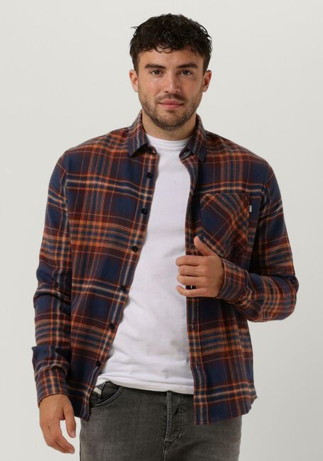 Blaue CAST IRON Casual-Oberhemd LONG SLEEVE SHIRT BRUSHED TWILL CHECK REGULAR FIT - large