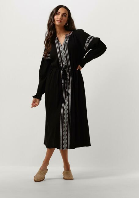 Schwarze SCOTCH & SODA Midikleid MIDI DRESS WITH EMBROIDERY DETAILS - large