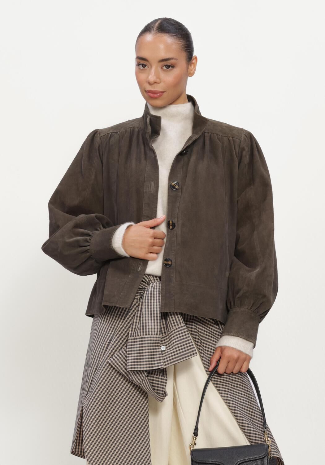 Schwarze SECOND FEMALE Jack ZONIE SUEDE JACKET - large