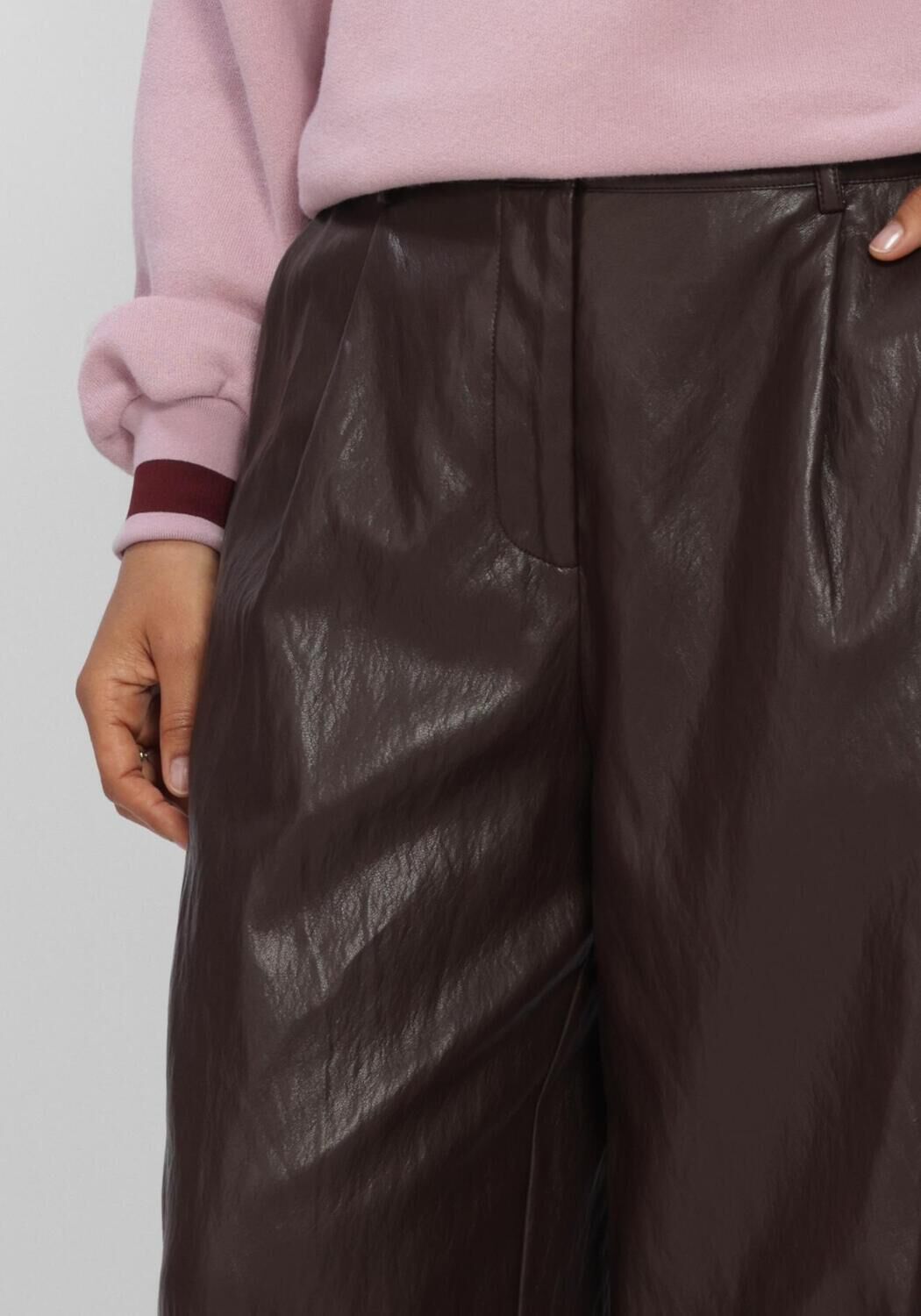 Braune SUMMUM Weite Hose BALLOON TROUSER SOFT FAUX LEATHE - large