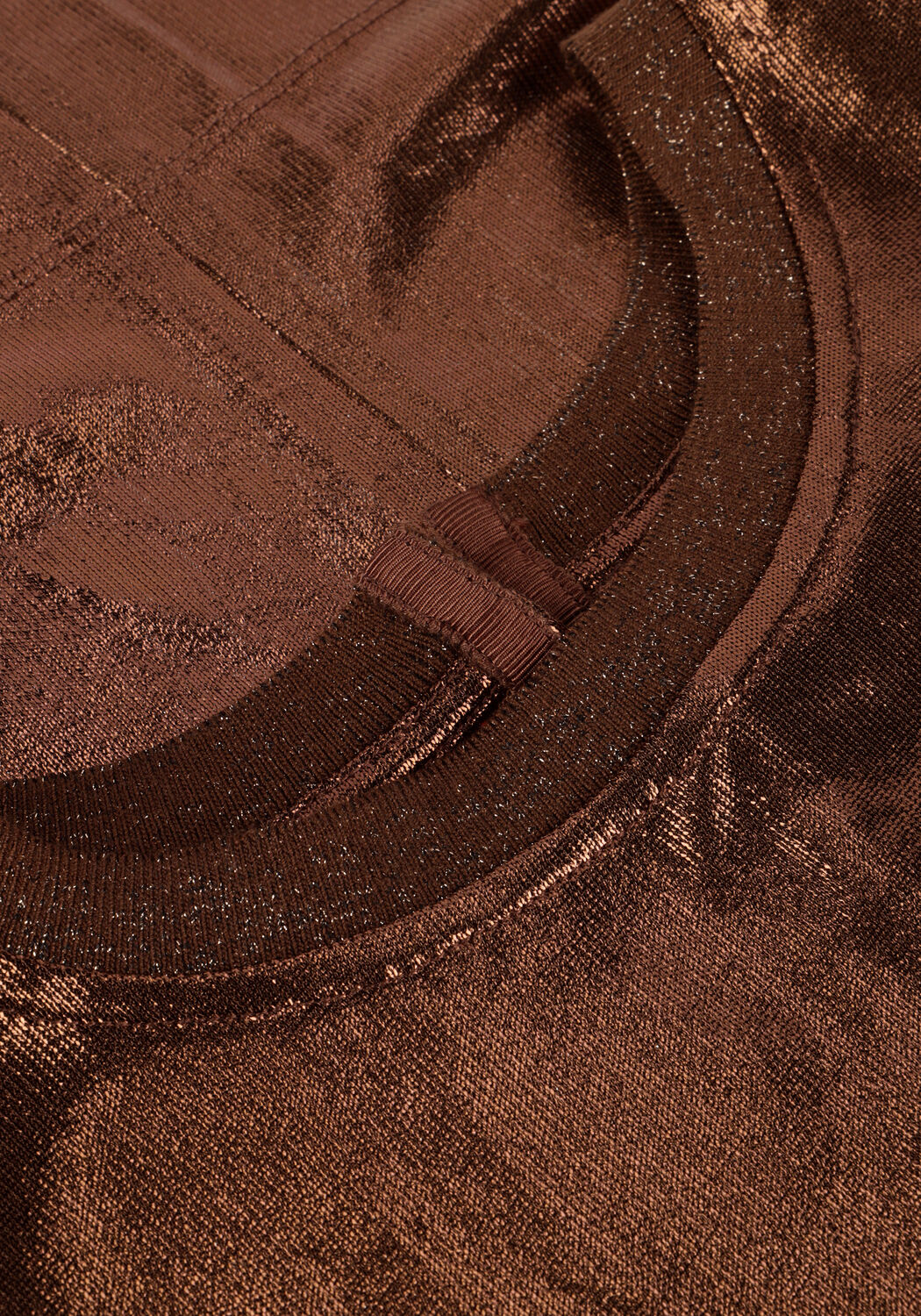 Bronzefarbene MOS MOSH T-shirt NIVOLA O-NECK METALLIC TEE - large