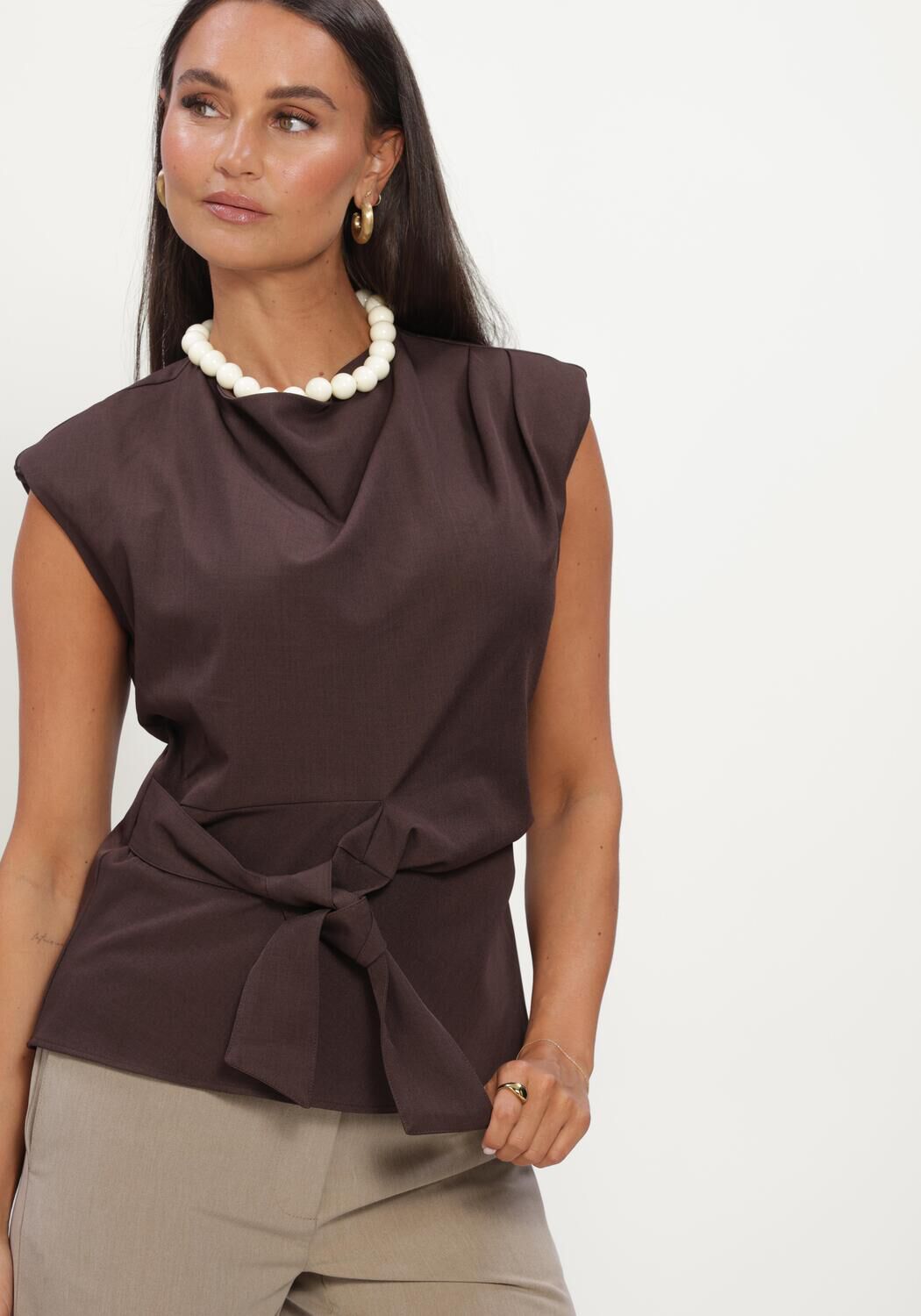 Braune CO'COUTURE Tops & T-shirts LUNACC PLEAT TOP - large