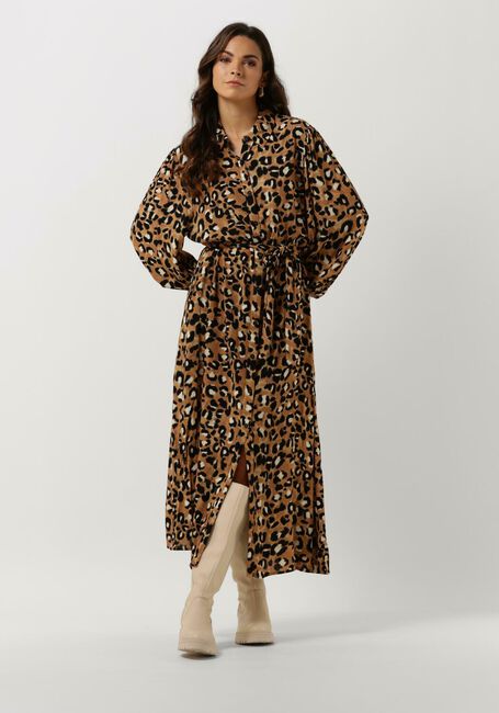 Braune COLOURFUL REBEL Maxikleid KERA LEOPARD MAXI SHIRT DRESS - large