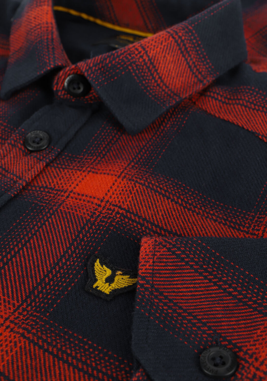 Rote PME LEGEND Casual-Oberhemd LONG SLEEVE SHIRT TWILL CHECK - large