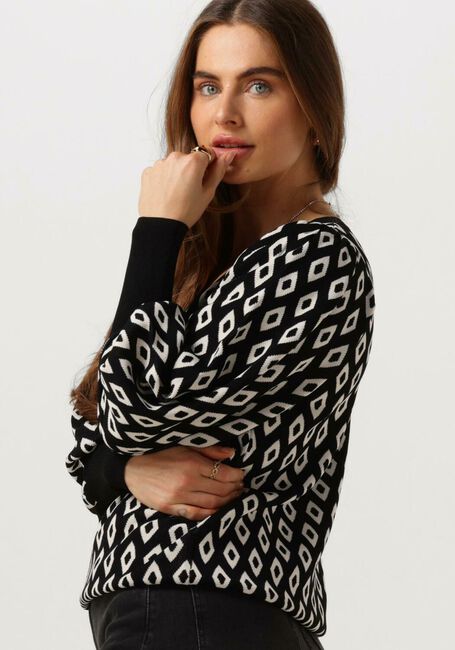 Schwarze SUMMUM Pullover ARGYLE V-NECK SWEATER VISCOSE POLYAMIDE KNIT - large