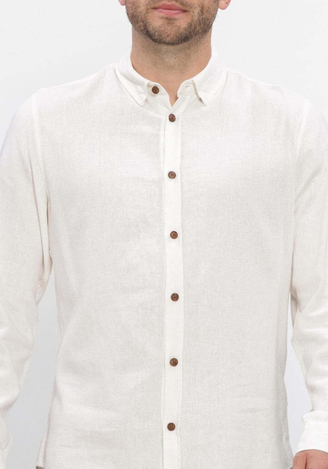 Ecru ANERKJENDT Casual-Oberhemd AKLEIF COT/LINEN/VIS L/S SHIRT - large