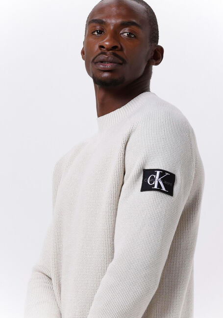 Beige CALVIN KLEIN Sweatshirt MONOLOGO BADGE SWEATER - large