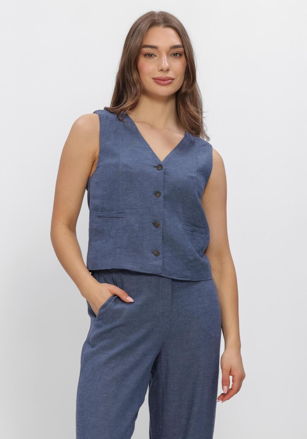 Blaue MSCH COPENHAGEN Jacken MSCHVIANA GINIA V NECK WAISTCOAT - large